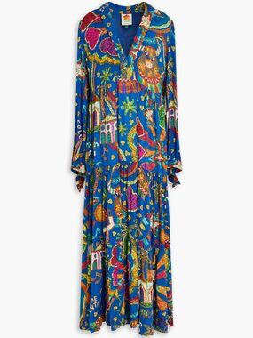 farm rio navy macaw embroidered maxi dress Farm Rio Navy Macaw Embroidered Maxi Dress